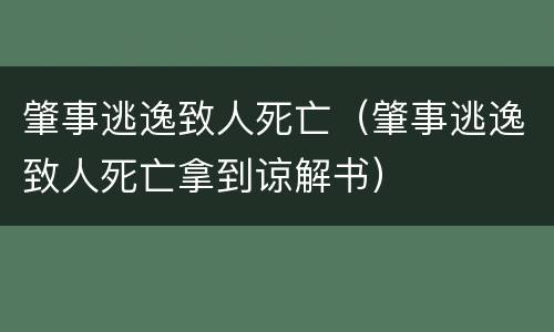 肇事逃逸致人死亡（肇事逃逸致人死亡拿到谅解书）