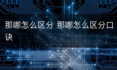 那哪怎么区分 那哪怎么区分口诀