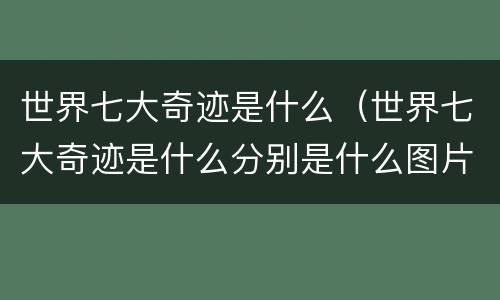 世界七大奇迹是什么（世界七大奇迹是什么分别是什么图片）