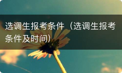 选调生报考条件（选调生报考条件及时间）