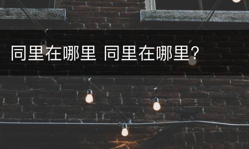 同里在哪里 同里在哪里?