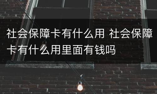 社会保障卡有什么用 社会保障卡有什么用里面有钱吗