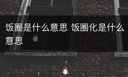 饭圈是什么意思 饭圈化是什么意思