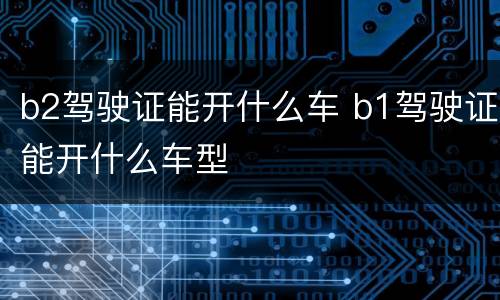 b2驾驶证能开什么车 b1驾驶证能开什么车型