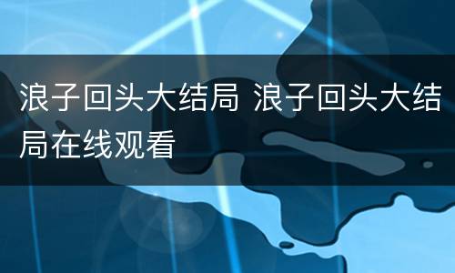浪子回头大结局 浪子回头大结局在线观看
