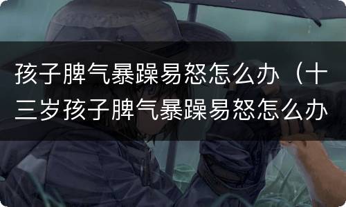 孩子脾气暴躁易怒怎么办（十三岁孩子脾气暴躁易怒怎么办）