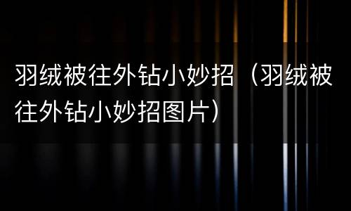 羽绒被往外钻小妙招（羽绒被往外钻小妙招图片）