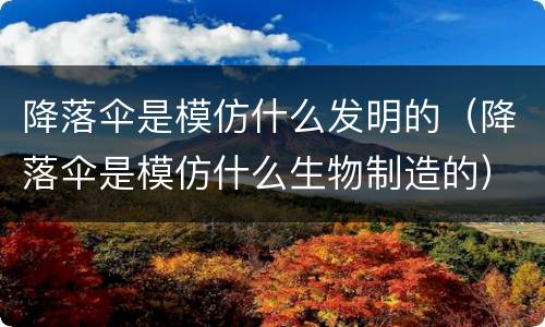 降落伞是模仿什么发明的（降落伞是模仿什么生物制造的）