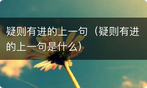 疑则有进的上一句（疑则有进的上一句是什么）