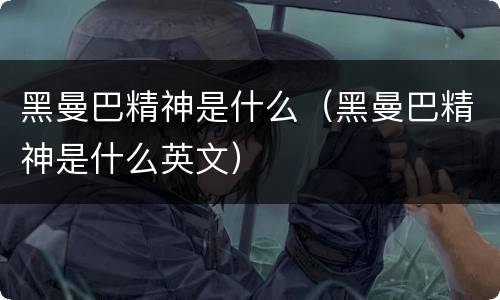 黑曼巴精神是什么（黑曼巴精神是什么英文）