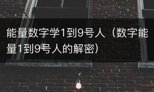 能量数字学1到9号人（数字能量1到9号人的解密）