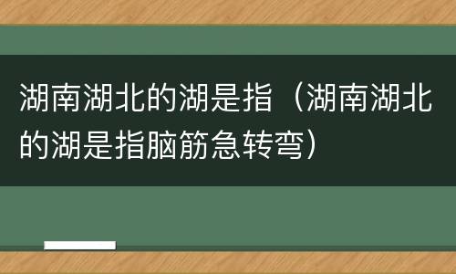 湖南湖北的湖是指（湖南湖北的湖是指脑筋急转弯）