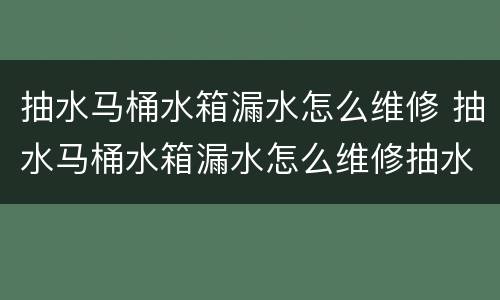 抽水马桶水箱漏水怎么维修 抽水马桶水箱漏水怎么维修抽水箱浮飘底座掉了怎么装