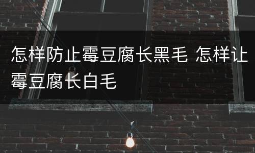 怎样防止霉豆腐长黑毛 怎样让霉豆腐长白毛