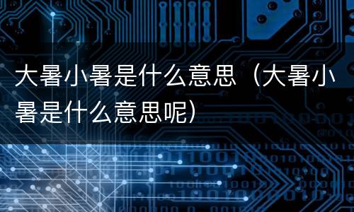 大暑小暑是什么意思（大暑小暑是什么意思呢）