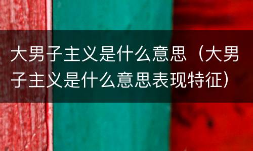大男子主义是什么意思（大男子主义是什么意思表现特征）