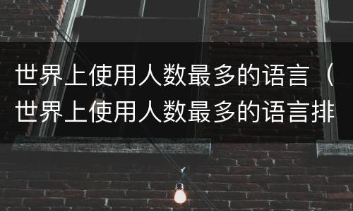世界上使用人数最多的语言（世界上使用人数最多的语言排行）