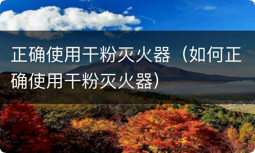 正确使用干粉灭火器（如何正确使用干粉灭火器）