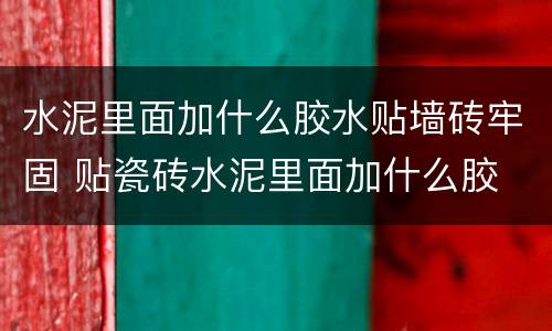 水泥里面加什么胶水贴墙砖牢固 贴瓷砖水泥里面加什么胶