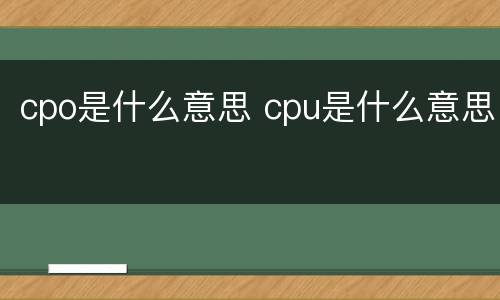 cpo是什么意思 cpu是什么意思