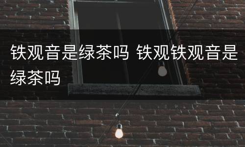 铁观音是绿茶吗 铁观铁观音是绿茶吗