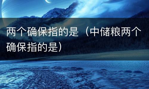 两个确保指的是（中储粮两个确保指的是）