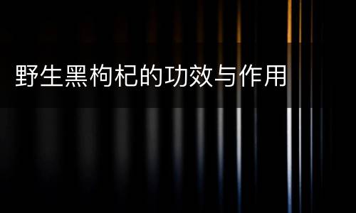 野生黑枸杞的功效与作用
