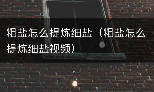 粗盐怎么提炼细盐（粗盐怎么提炼细盐视频）