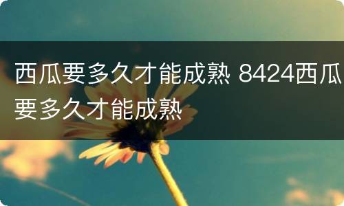 西瓜要多久才能成熟 8424西瓜要多久才能成熟
