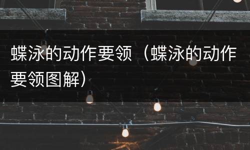蝶泳的动作要领（蝶泳的动作要领图解）