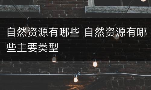 自然资源有哪些 自然资源有哪些主要类型