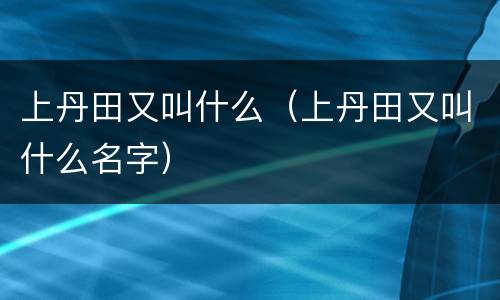 上丹田又叫什么（上丹田又叫什么名字）