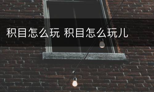 积目怎么玩 积目怎么玩儿