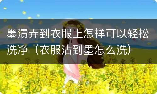 墨渍弄到衣服上怎样可以轻松洗净（衣服沾到墨怎么洗）