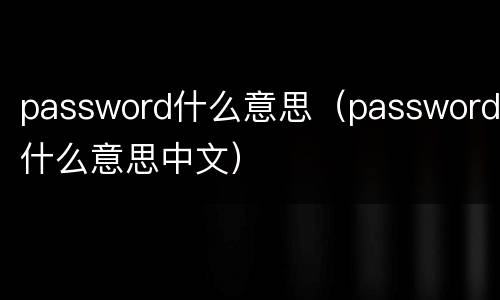 password什么意思（password什么意思中文）