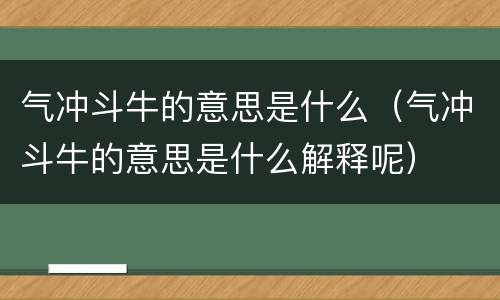 气冲斗牛的意思是什么（气冲斗牛的意思是什么解释呢）