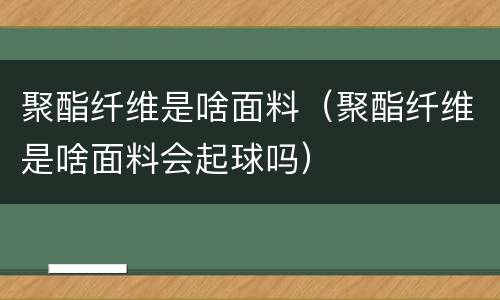 聚酯纤维是啥面料（聚酯纤维是啥面料会起球吗）