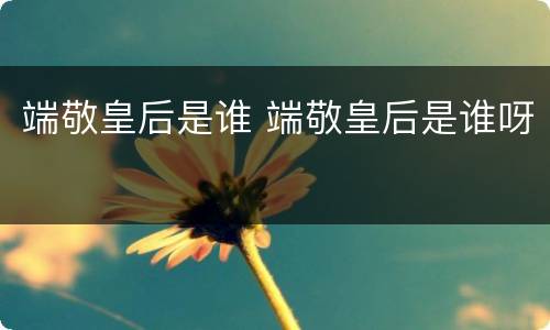 端敬皇后是谁 端敬皇后是谁呀