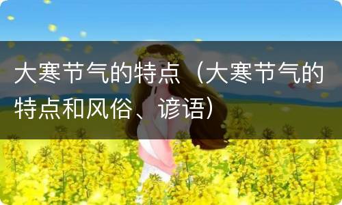 大寒节气的特点（大寒节气的特点和风俗、谚语）