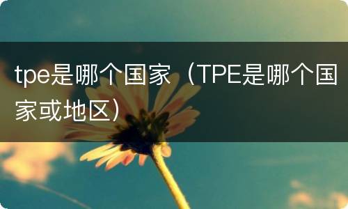 tpe是哪个国家（TPE是哪个国家或地区）