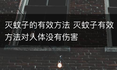 灭蚊子的有效方法 灭蚊子有效方法对人体没有伤害