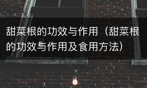 甜菜根的功效与作用（甜菜根的功效与作用及食用方法）