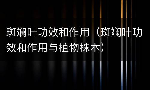 斑斓叶功效和作用（斑斓叶功效和作用与植物株木）