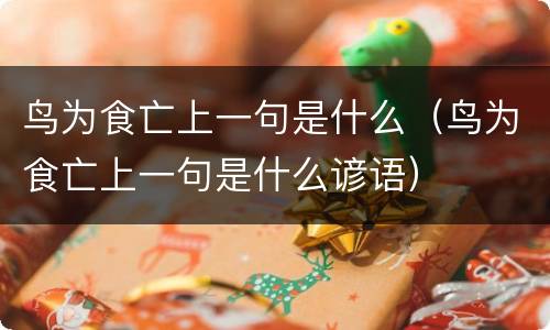 鸟为食亡上一句是什么（鸟为食亡上一句是什么谚语）