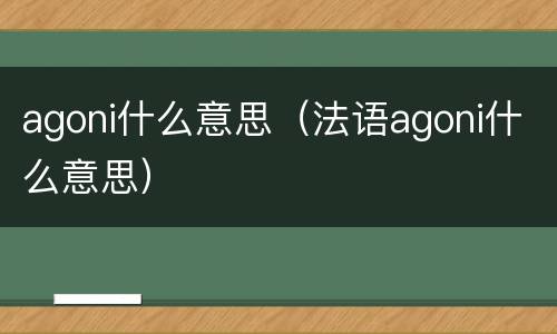 agoni什么意思（法语agoni什么意思）