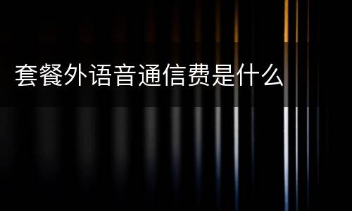 套餐外语音通信费是什么