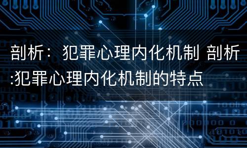 剖析：犯罪心理内化机制 剖析:犯罪心理内化机制的特点