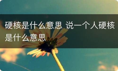 硬核是什么意思 说一个人硬核是什么意思