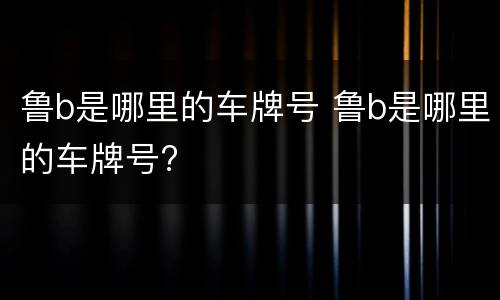 鲁b是哪里的车牌号 鲁b是哪里的车牌号?