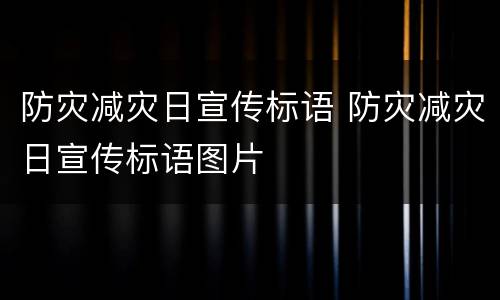 防灾减灾日宣传标语 防灾减灾日宣传标语图片